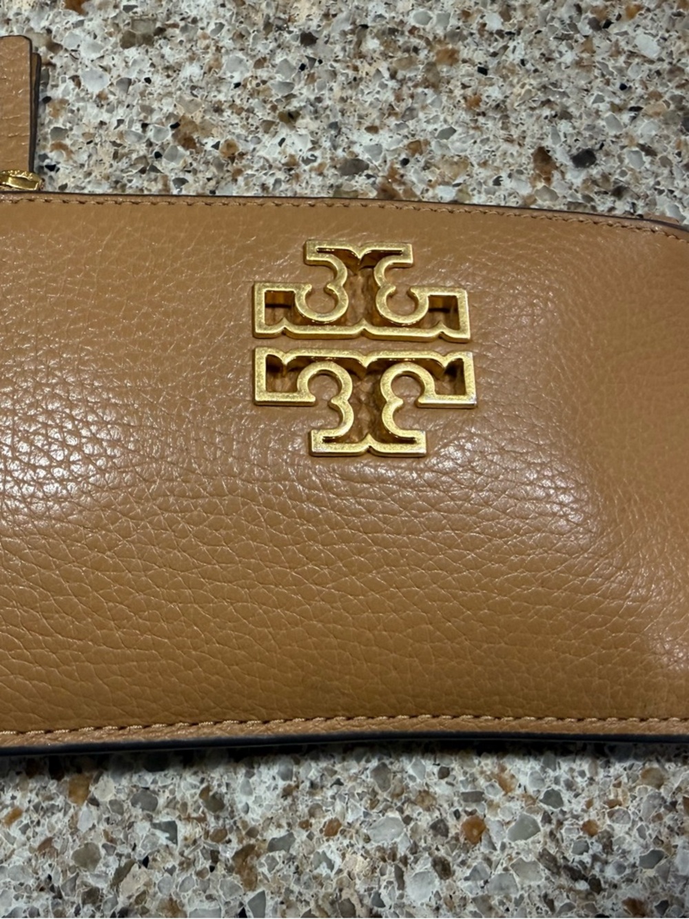 Tory Burch Caramel Leather Wallet with Gold Logo